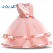 MQATZ Đầm Đính Hạt Màu Trơn Cho Bé Gái Quần Áo Dự Tiệc Đám Cưới Công Chúa