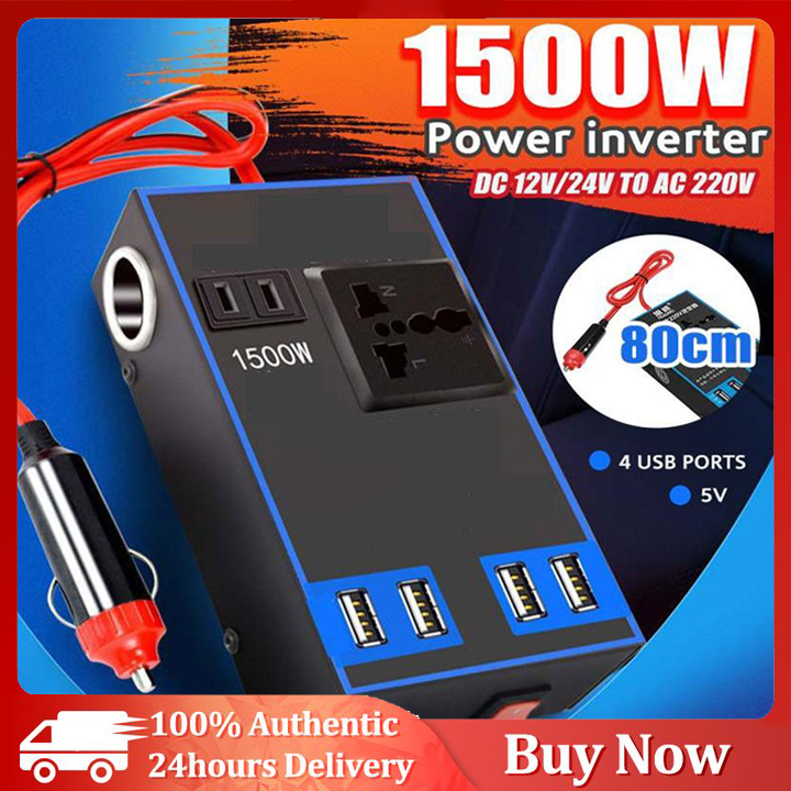【COD】24hours delivery Car Inverter 1500W 12V 24V To 220V Power
