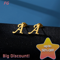 ?【Lowest price】FG ต่างหูสแตนเลสแบบมีตัวอักษร26ตัวอักษร A-Z นำโชคต่างหูทองกันน้ำเป็นของขวัญเครื่องประดับ