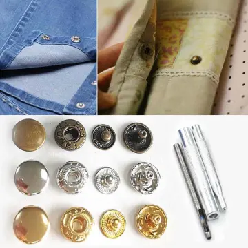 40 Sets Metal Denim Jeans Tack Snap Buttons Rivets For Repair  Replacement+Box