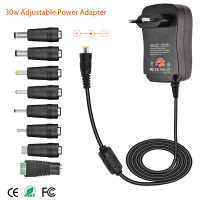 30W Universal Power Adapter 3V 4.5V 5V 6V 7.5V 9V 12V AC DC Charger Power Converter 5V 2.1A พอร์ต USB 8Pcs แจ็ค-สีดำ