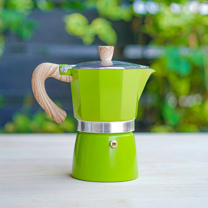 สีเขียว-ชุดหม้อต้มกาแฟสด-มอคค่าพอท-moka-pot-เครื่องบดเมล็ดกาแฟ-มือหมุน