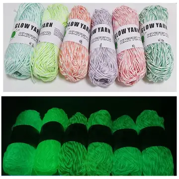 2pcs Glow In The Dark Yarn, Crochet Yarn, Fluorescent Soft Yarn Luminous  Sewing Supplies For Knitting Diy