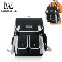 TOP☆LouisWill Students Backpack Fashion Contrast Color Large Capacity Waterproof Computer Backpack Laptop Bag Travel Student Sports Backpack Multifunctional Oxford Cloth Bag For High School