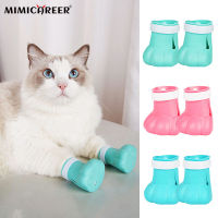 4Pcs Anti-Scratch Cat Feet ครอบคลุมปรับ Anti-Off รองเท้าสำหรับแมวซิลิโคน Cat Paw Protector รองเท้าสำหรับแมวอาบน้ำสัตว์เลี้ยง Supplie