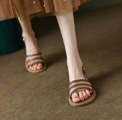 TOP☆Sandals Ladies Flat Comfort Low Heel Versatile Retro Roman New Style