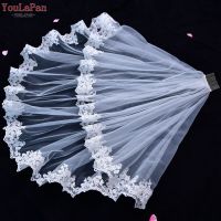 YouLaPan V79 Bridal Veils Wedding Short Elbow Length Lace Wedding Veil with Partial Trim 2 Tier Soft Tulle Veil Wedding Accessor Hair Accessories