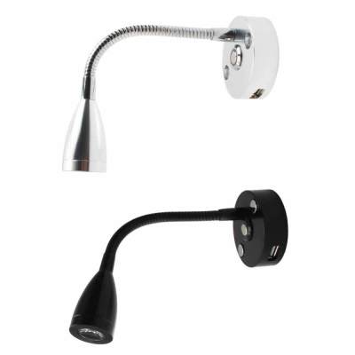 Touch Switch 12V 24V Boat LED Reading Light Flexible Gooseneck Wall Lamp For Truck Motorhome Yachts Cabin With USB Charger Port