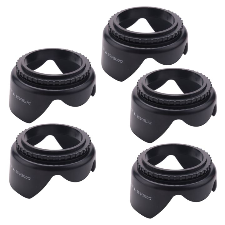 5x-dc-sn-hood-58mm-screw-mount-flower-crown-lens-hood-petal-shape-for-canon-nikon-tamron-sigma-sony-58mm-lens-black