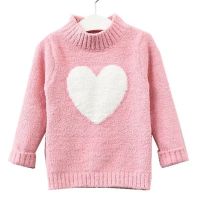 2-9Years Baby Girls Knitted Sweater 2020 Winter And Autumn Long Sleeve Warm High Collar Cute Heart Kids Sweater Top Girl Clothes