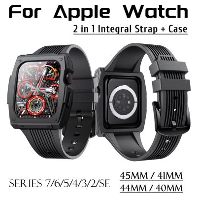 ✶▩♂ 2 In 1 สายนาฬิกาข้อมือ เคสสําหรับ Apple Watch Series 7 6 5 4 3 2 Se Band 45มม. 41มม. 44มม. 40มม. 42มม. 38มม. สําหรับ T500 X7 T5 T55 Ft50 W26 W46 W56 Smartwatch