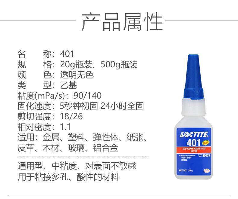 Loctite A 40 quarter95/406/414/496 high strength ruBBer metal glue