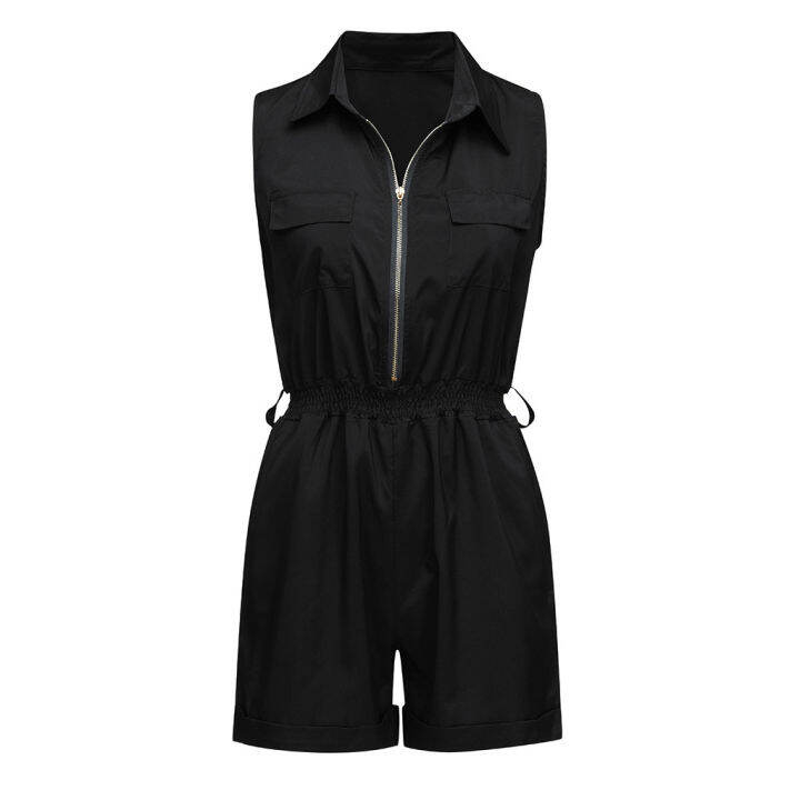 women-fashion-button-v-neck-jumpsuit-elastic-waist-casual-sleeveless-zippered-shorts-overall-jumpsuit-playsuit