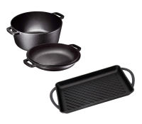 Pre-Seasoned Cast-Iron Rectangular Grill Pan Pre-Seasoned Cast Iron Double Dutch Oven With Loop Handles, 2 In 1 Cast Iron Pan 5 Quart Double Dutch Oven Set and Domed 10 inch 1.6 Quart Skillet Lid, Open Fire Stovetop Camping Dutch Oven, Non-Stic