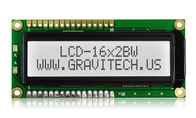 16x2 Black on White Character LCD with Backlight LCD - LCDP-0142