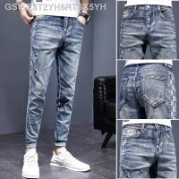 Olitimaoutono ดั้งเดิม Estiramento Magro Rasgado Denim ดีไซเนอร์ Coreano Moda Masculina Roupas De Luxo Calas