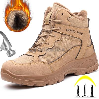 Winter Boots Plush Warm Work Safety Shoes Men Indestructible Shoes Steel Toe Work Boots Anti-smash Anti-puncture Military Boots