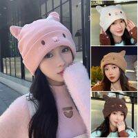 【YD】 Soft Imp Ear Striped Knitted Hat Hottie Hip Hop Beanie Hats Adult Street Shooting Skullcap