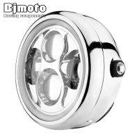 BJMOTO ไฟไฟหน้ารถจักรยานยนต์ LED Hi &amp; Lo Beam โครเมี่ยม6.5  "40W พร้อมไฟหน้าตานางฟ้าสำหรับนักแข่งฮาร์เลย์ซูซูกิยามาฮ่าคาเฟ่