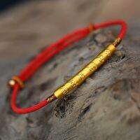 Hot  Tibetan Buddhism 925 Silver Sterling Six Words Engraved Mantra Prayer Buddhism Bracelet Red Rope Handmade Amulet Jewelry Charms and Charm Bracele