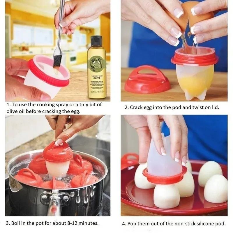 Non-stick Silicone Egg Cup Cooking Cooker Kitchen Baking Gadget