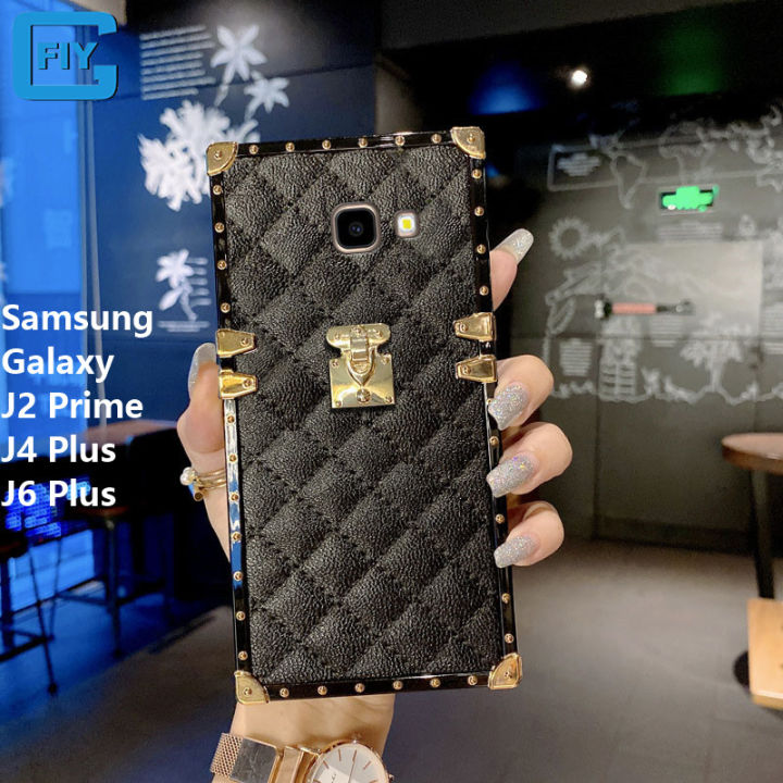 For Samsung Galaxy J2 Prime / Samsung Galaxy J4 Plus / Samsung Galaxy J6  Plus Case Premium Leather Classic Presbyopia Pattern Luxury Brand Phone Case  With Stand