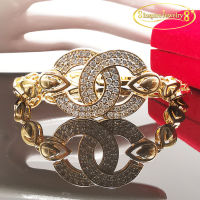 Inspire Jewelry ,สร้อยข้อมือ CN  ประดับเพชรCZ สวยหรู  ตัวเรือนหุ้มทอง 24K ขนาด 18 CM พร้อมกล่องกำมะหยี่หรู