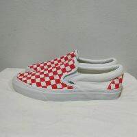 รองเท้า VANS Classic Slip-On Red &amp; Wht Checkerboard สภาพใหม่กริป