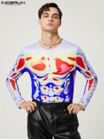 【อเนกประสงค์】2022แฟชั่นผู้ชาย T เสื้อ3D พิมพ์ O คอยาวแขนยาว Streetwear Skinny Leisure Camisetas Cozy Casual Tee Tops S 5XL INCERUN