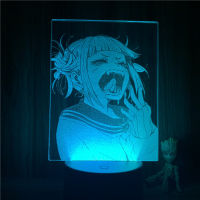 3D Nightlight Anime My Hero Academia Himiko Toga Boku No Hero Action Figure 7สี Touch Optical Illusion ตารางโคมไฟของขวัญ Mod