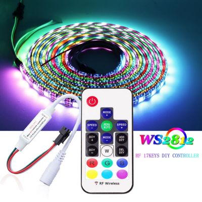 WS2812B WS2812 30/60/74/96/144Leds Individually Addressable RGB Led Pixel Strip Light With DIY 17keys RF Remote Controller DC5V LED Strip Lighting