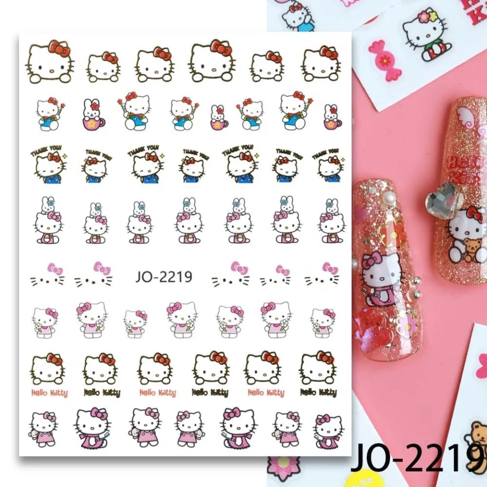 TEENKISS Women Fashion Bowknot Love Heart Bears Brand Logo Nail Art Nail  Art Decorations Cartoon Nail Stickers Bow Nail Decals Kitty Cat Nail  Stickers