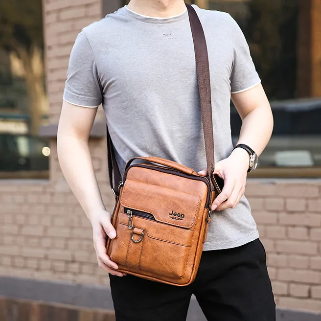 JEEP BULUO Leather Messenger Bag For Men - Crossbody bag (Large Capacity) |  Capthatt Mens Clothing & Accessories