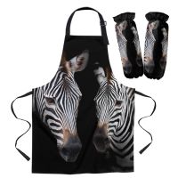 Animal Zebra Black Apron Kitchen Household Cleaning Barber Apron Baking Accessories Aprons for Woman Aprons