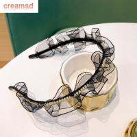 CREAMSD แฟชั่น Rhinestone คริสตัลหรูหราสำหรับเจ้าสาวที่คาดผมแบบตาข่ายสำหรับลูกไม้แต่งผมสำหรับเจ้าสาว