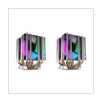 2X Cpu Air Cooler 6 Heat Pipes Twin-Tower Heatsink with 90mm Rainbow LED Fans for Intel 775/1150/1155/1156/1366