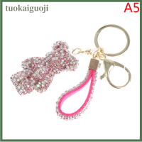 tuokaiguoji ที่มีคุณภาพสูง rhinestone พวงกุญแจหมีน่ารักสายหนังรถพวงกุญแจจี้