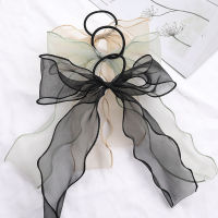 หวานบิ๊กโบว์ Organza Streamers ผม S Crunchies นุ่มผมหางม้ายืดหยุ่นผมผูกเชือกสาวอุปกรณ์ผมผู้หญิงวงริบบิ้น