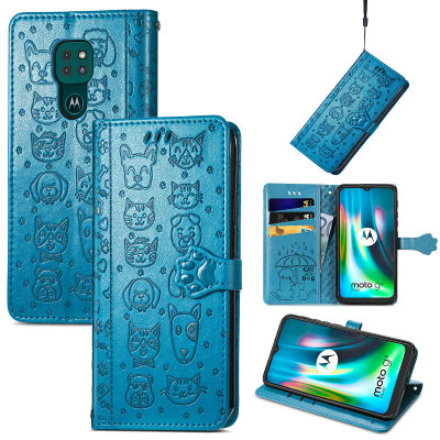 Motorola MOTO G9 PLAY Case Cartoon Embossing PU Wallet Leather Case MOTO G9PLAY Flip Phone Cover Back Casing