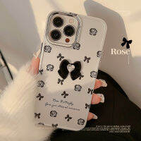 Apple โบว์กำมะหยี่เคสโทรศัพท์มือถือ iPhone 15/14/13/12/11/X/x/xr 14 Pro Max ซิลิโคน14 Pro Max เคสโทรศัพท์มือถือ15 Plus เคสสไตล์วินเทจนิ่ม13 Mini ล้อมรอบเต็มป้องกันการตกเคส