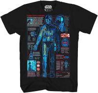 STAR WARS Darth Vader Blueprint Schematic Mens Adult Graphic T-Shirt 3X 3XL (Premium Jet Black, XXX-Large)