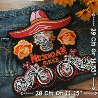 Mexican Biker Cowboy ไบค์เกอร์ ตัวรีดติดเสื้อ อาร์มรีด อาร์มปัก ตกแต่งเสื้อผ้า หมวก กระเป๋า แจ๊คเก็ตยีนส์ Embroidered Iron on Patch ไซส์ใหญ่