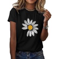 2023 NewWomen S Floral Theme Daisy T Shirt เสื้อพิมพ์ลายดอกเดซี่กราฟิก