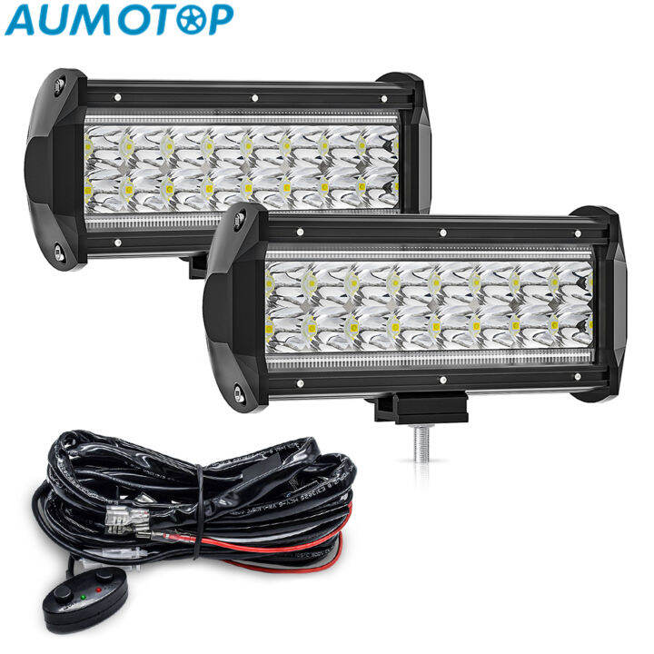 7 Inch 4-Row Car LED Work Light Amber Front Bumper Light for Off-road ...