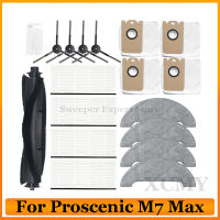 Proscenic M7 Max ชิ้นส่วนเครื่องดูดฝุ่นหลักด้านข้างแปรง HEPA กรอง Rag ถุงซับอะไหล่