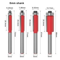 1Pc 6mm 1/4" Shank Flush Trim Router Bits End Mill For Wood Lengthened Trimming Cutters With Bearing Woodworking Tool End Mill