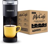 K-เครื่องทำกาแฟขนาดเล็ก Alat Penyeduh Kopi K-Cup Pod แบบเสิร์ฟเดี่ยวสีดำกับ Mccafe แพ็คหลากหลายคอลเลกชันคลาสสิกถ้วยกาแฟ K-Cup,