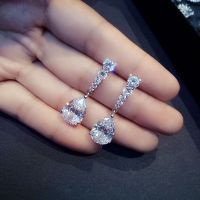 [COD] Cao Shi wholesale pear-shaped wedding drop earrings zircon long for women