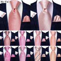 2023 New Silk Elegent Wedding Tie For Men Dusty Pink Solid Handky Cufflink Necktie Set Fashion Business Party Hi-Tie Designer Nails Screws Fasteners