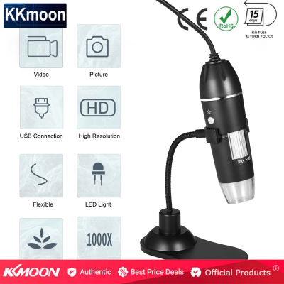 【จัดส่งฟรี】Kkmoonกล้องจุลทรรศน์ซูมดิจิตอลUSBมือถือและเดสก์ท็อปแว่นขยาย 0.3MPกล้อง 8-LEDแสงแว่นขยายกำลังขยาย 1000X